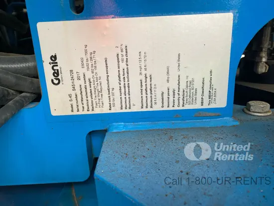 2017 Genie S-45 Boom Lift