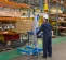 Blue and silver GENIE Material Lift, 700-1,000 lbs., 6 ft.-12 ft., Manual