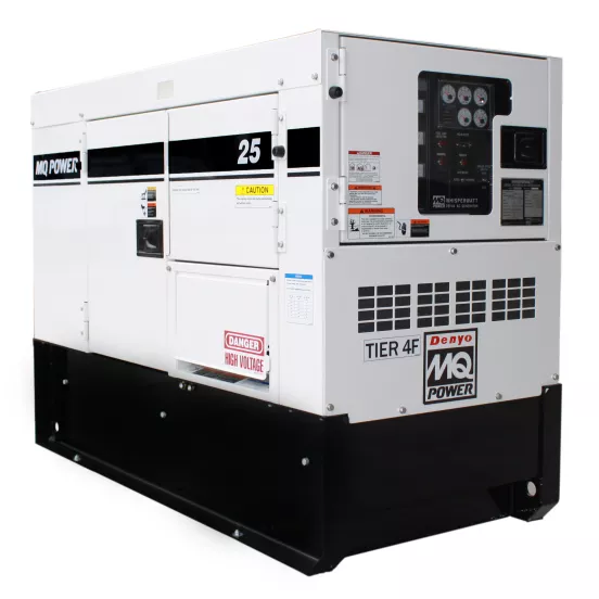White and black MULIQUIP 16-25 kW Towable Generator, Tier 4 Diesel