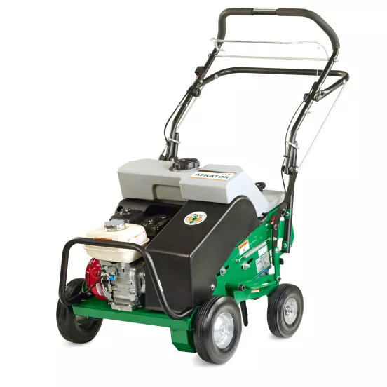 Green and black Billygoat gas powered Lawn Aerator