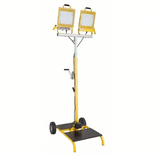 Yellow Southwire 400W LED Light Stand, Pusharound, Wet Location, 12 ft.